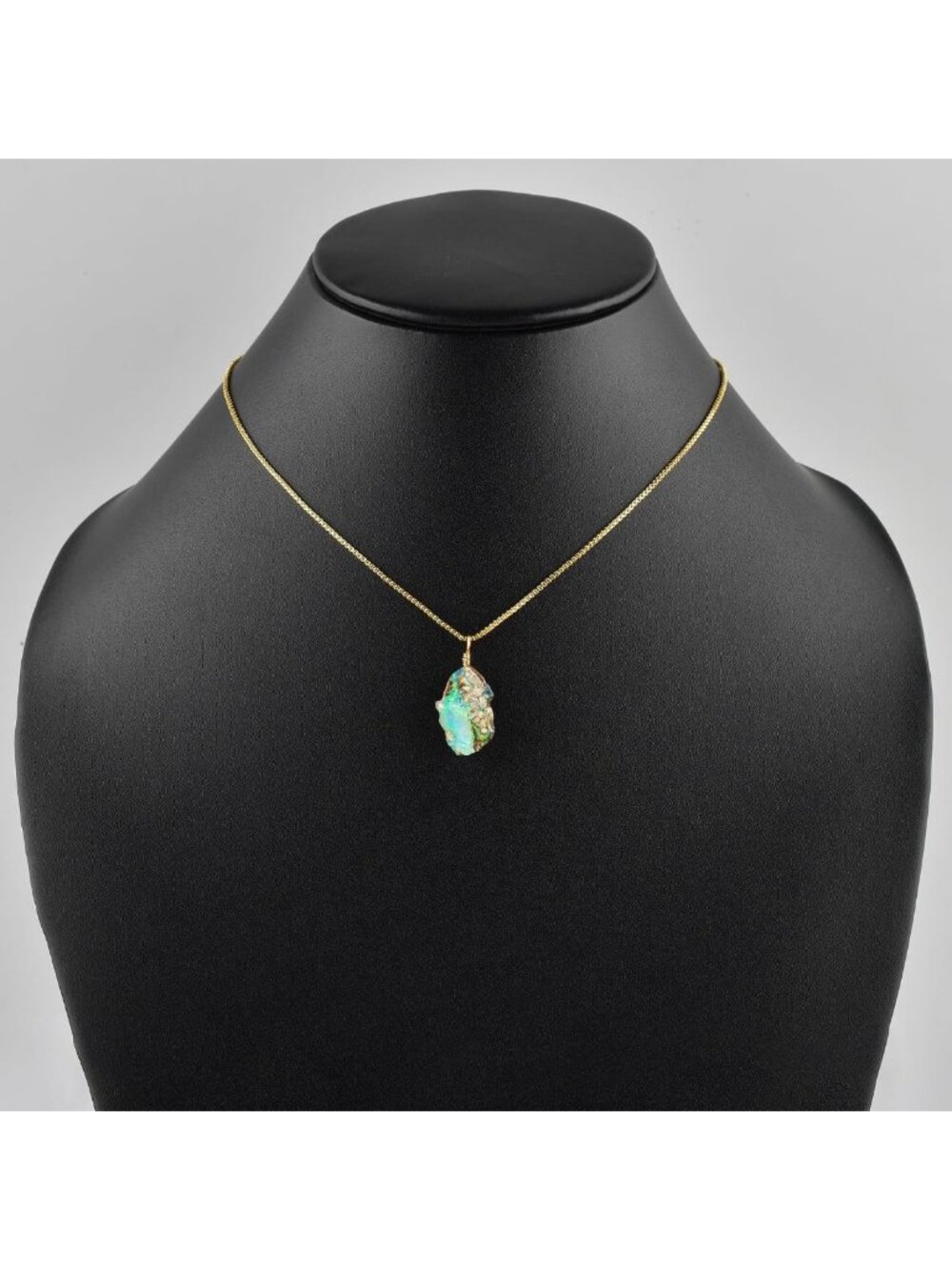 Dainty Raw Ethiopian Fire Opal Pendant Necklace, 14K Gold Plated, October - Picture 4 of 9